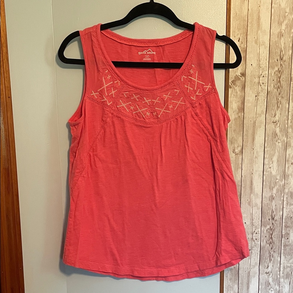 Eddie Bauer Coral Embroidered Tank Top